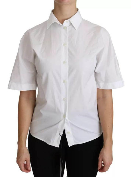 Dolce & Gabbana White Collared Short Sleeve Polo Shirt Top - Hilstor