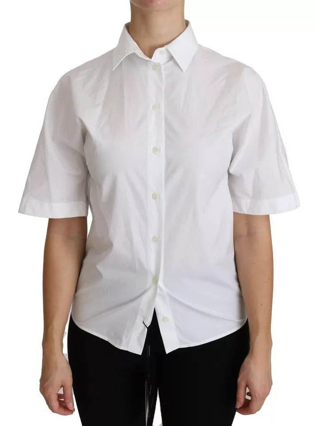 Dolce & Gabbana White Collared Short Sleeve Polo Shirt Top - Hilstor