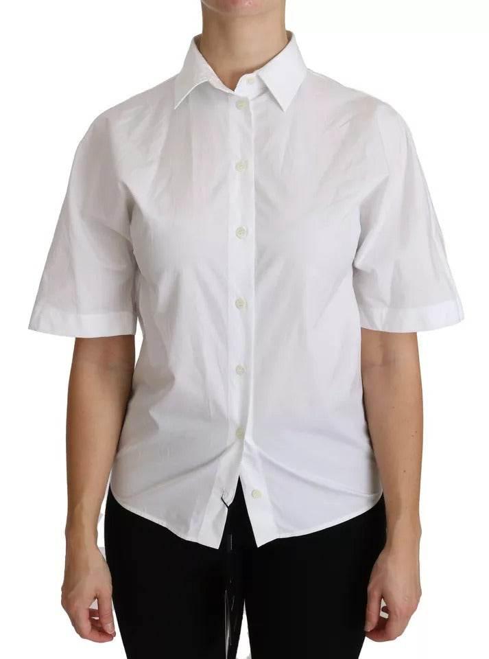 Dolce & Gabbana White Collared Short Sleeve Polo Shirt Top - Hilstor