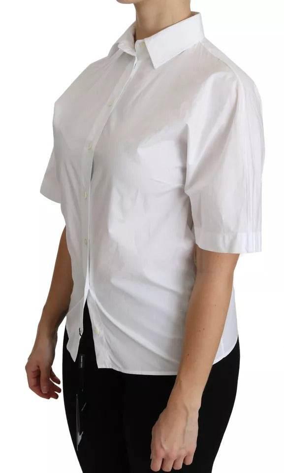 Dolce & Gabbana White Collared Short Sleeve Polo Shirt Top - Hilstor