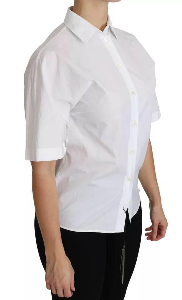 Dolce & Gabbana White Collared Short Sleeve Polo Shirt Top - Hilstor