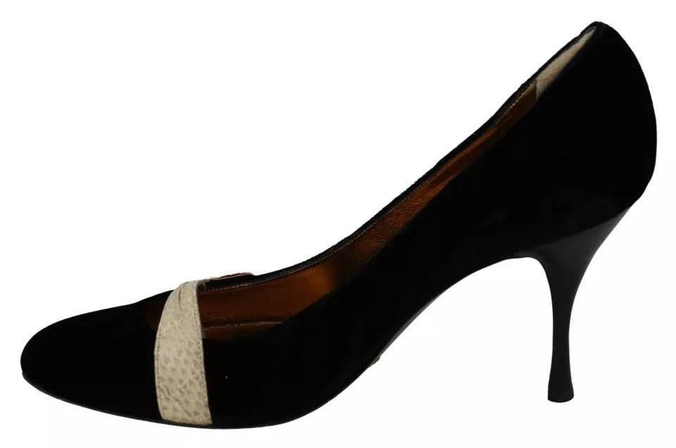 Dolce & Gabbana Black Velvet Ayers High Heels Pumps Shoes - Hilstor