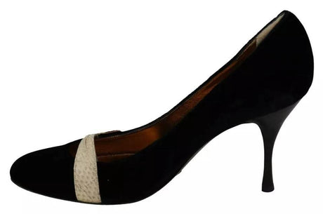 Dolce & Gabbana Black Velvet Ayers High Heels Pumps Shoes - Hilstor