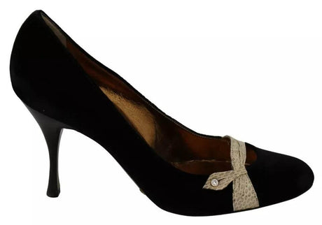 Dolce & Gabbana Black Velvet Ayers High Heels Pumps Shoes - Hilstor