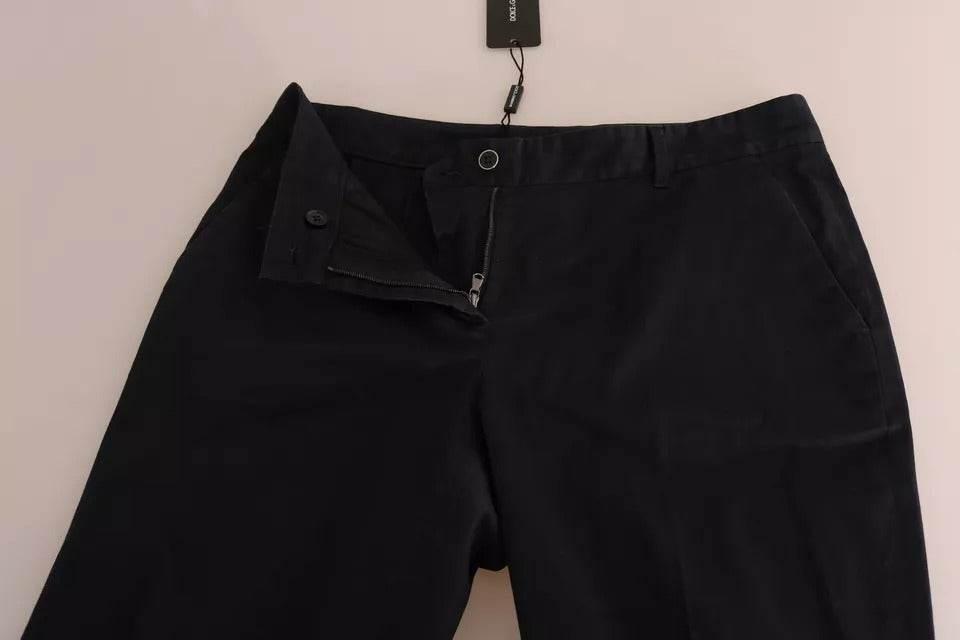 Dolce & Gabbana Black Cotton Cropped Capri Pants - Hilstor