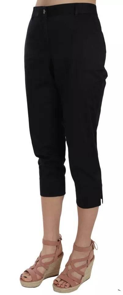Dolce & Gabbana Black Cotton Cropped Capri Pants - Hilstor