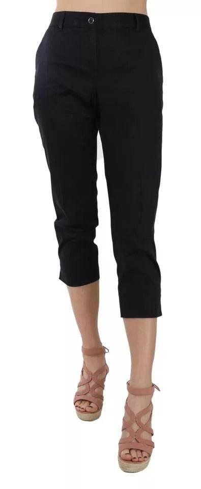 Dolce & Gabbana Black Cotton Cropped Capri Pants - Hilstor