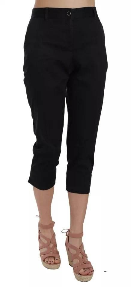 Dolce & Gabbana Black Cotton Cropped Capri Pants - Hilstor