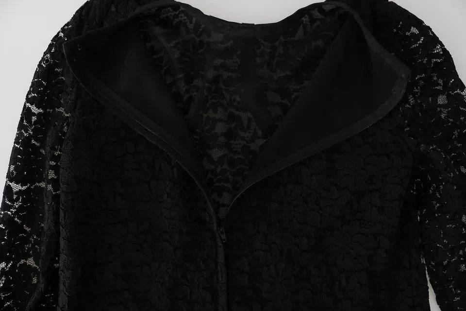 Dolce & Gabbana Black Lace Long Sleeve Blouse Nylon Top - Hilstor