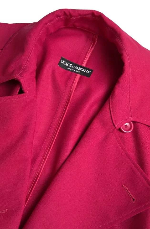 Dolce & Gabbana Dark Pink Double Breasted Trench Coat Jacket - Hilstor