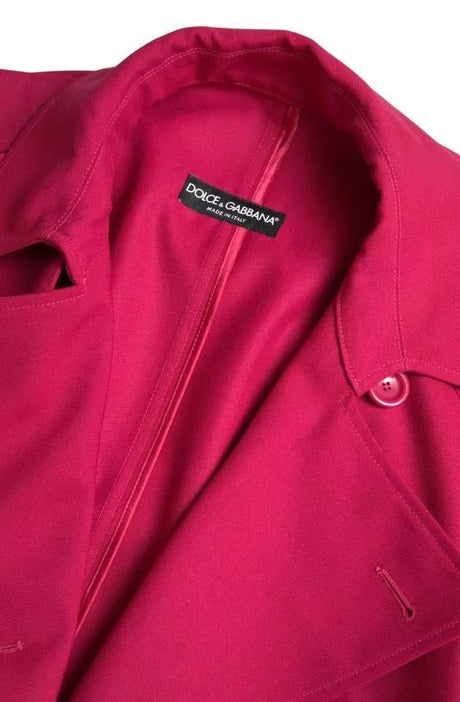 Dolce & Gabbana Dark Pink Double Breasted Trench Coat Jacket - Hilstor