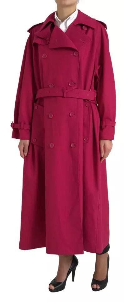 Dolce & Gabbana Dark Pink Double Breasted Trench Coat Jacket - Hilstor