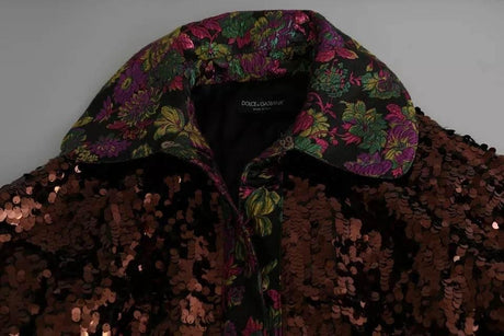 Dolce & Gabbana Multicolor Sequined Long Coat Jaquard Jacket - Hilstor