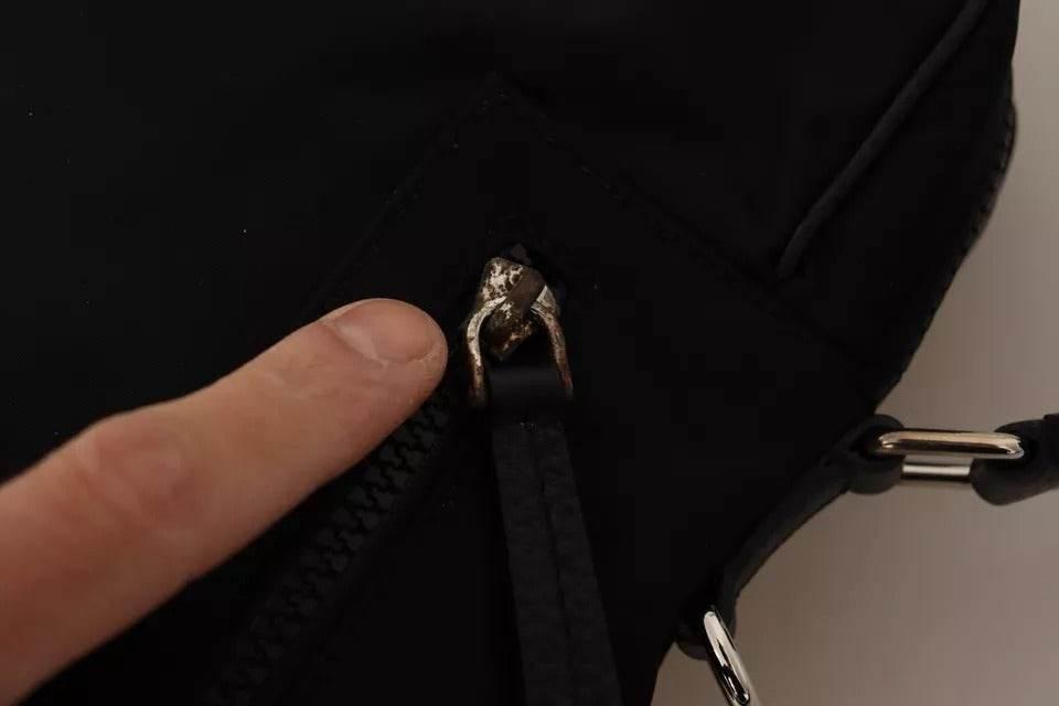 Dolce & Gabbana Black Nylon Leather DG Logo Patch Messenger Cross Body Bag - Hilstor
