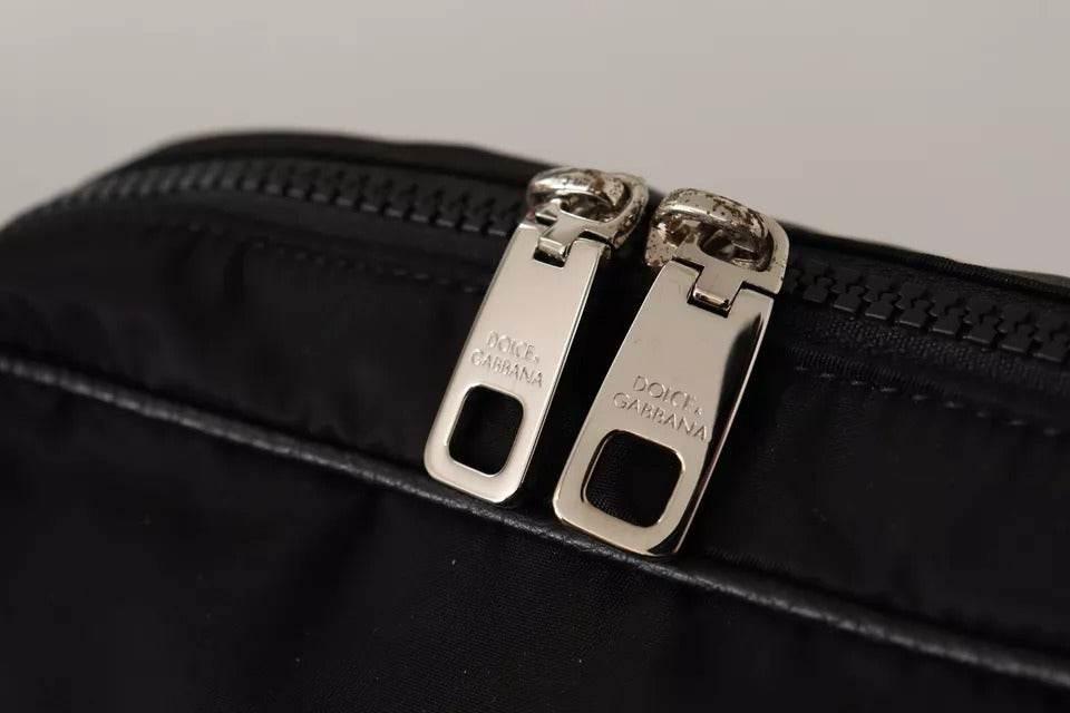 Dolce & Gabbana Black Nylon Leather DG Logo Patch Messenger Cross Body Bag - Hilstor