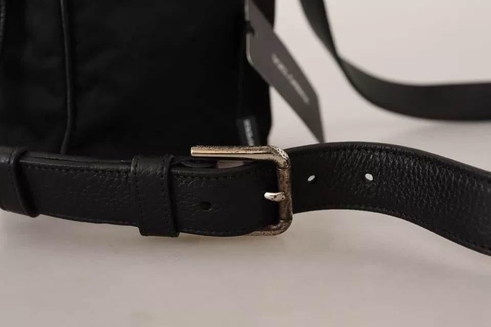 Dolce & Gabbana Black Nylon Leather DG Logo Patch Messenger Cross Body Bag - Hilstor