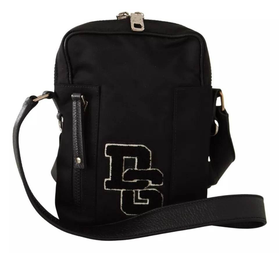 Dolce & Gabbana Black Nylon Leather DG Logo Patch Messenger Cross Body Bag - Hilstor