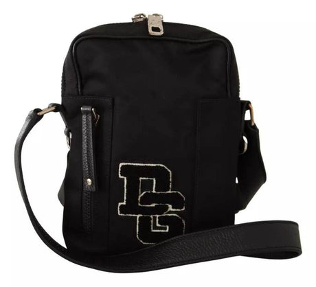 Dolce & Gabbana Black Nylon Leather DG Logo Patch Messenger Cross Body Bag - Hilstor