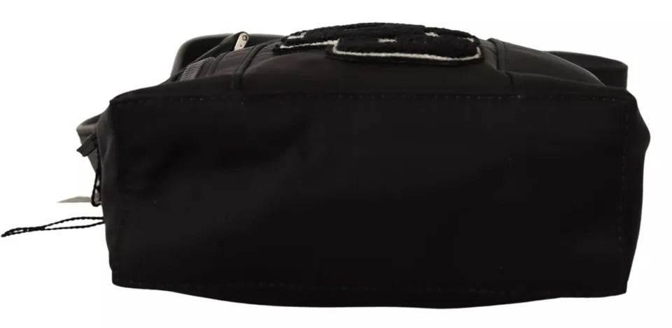 Dolce & Gabbana Black Nylon Leather DG Logo Patch Messenger Cross Body Bag - Hilstor