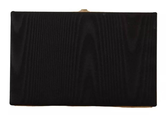 Dolce & Gabbana Black Silk Gold Frame Clutch Evening Party Purse Bag - Hilstor