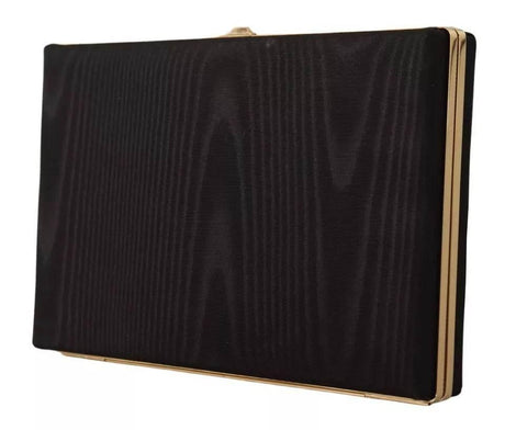 Dolce & Gabbana Black Silk Gold Frame Clutch Evening Party Purse Bag - Hilstor