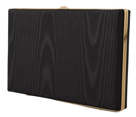 Dolce & Gabbana Black Silk Gold Frame Clutch Evening Party Purse Bag - Hilstor