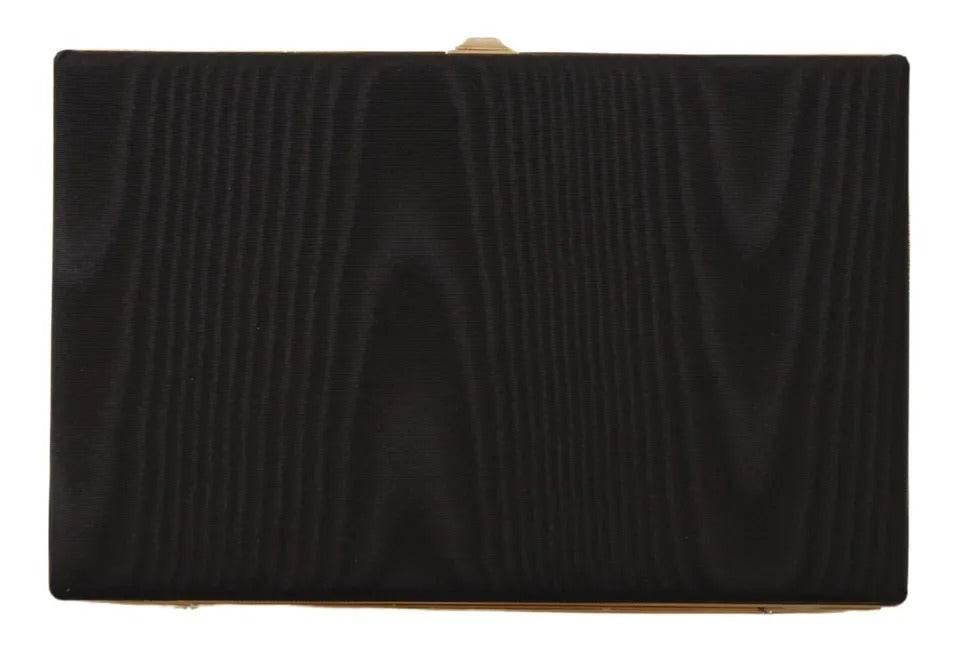 Dolce & Gabbana Black Silk Gold Frame Clutch Evening Party Purse Bag - Hilstor
