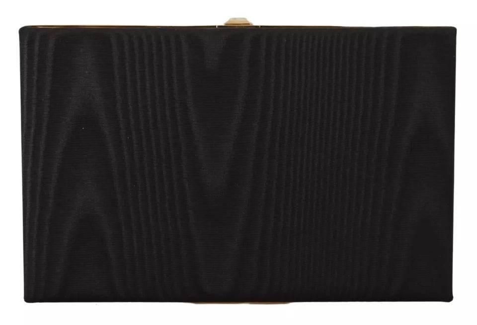 Dolce & Gabbana Black Silk Gold Frame Clutch Evening Party Purse Bag - Hilstor
