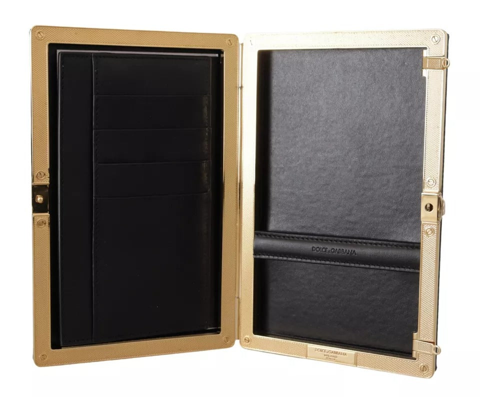 Dolce &amp; Gabbana sort silkeguld stel clutch aftenfest pung taske