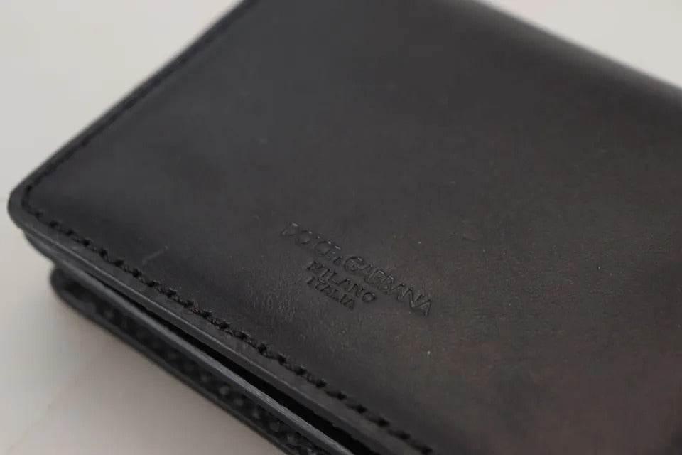 Dolce & Gabbana Black Leather Bifold Shoulder Sling Women Wallet - Hilstor