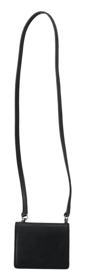 Dolce & Gabbana Black Leather Bifold Shoulder Sling Women Wallet - Hilstor