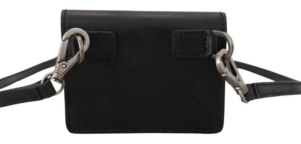 Dolce & Gabbana Black Leather Bifold Shoulder Sling Women Wallet - Hilstor