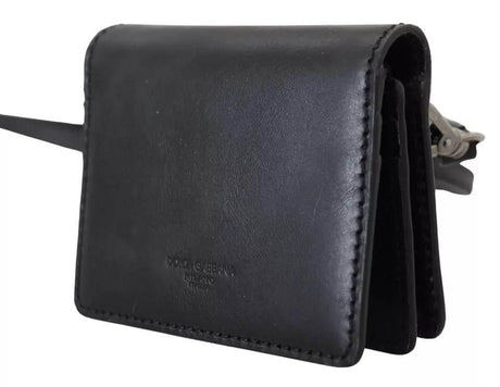 Dolce & Gabbana Black Leather Bifold Shoulder Sling Women Wallet - Hilstor