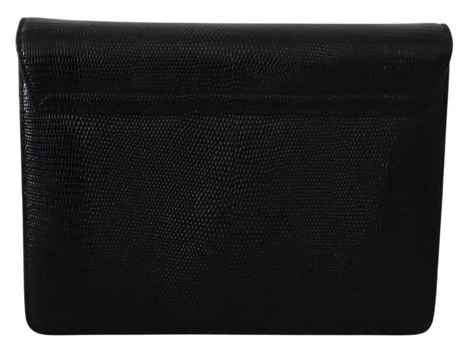 Dolce & Gabbana Black Leather Gold Metal Mini Women Purse Bag Lucia Wallet - Hilstor