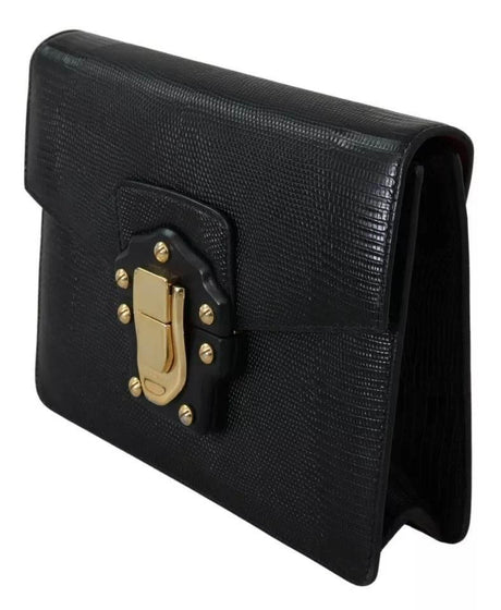 Dolce & Gabbana Black Leather Gold Metal Mini Women Purse Bag Lucia Wallet - Hilstor