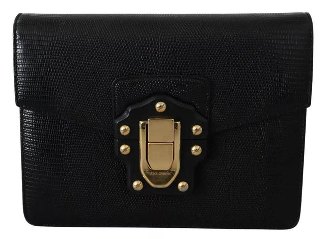 Dolce & Gabbana Black Leather Gold Metal Mini Women Purse Bag Lucia Wallet - Hilstor