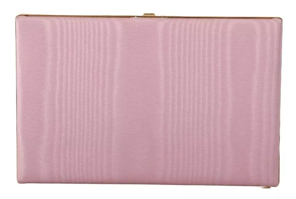 Dolce & Gabbana Pink Silk Gold Frame Clutch Evening Party Purse Bag - Hilstor