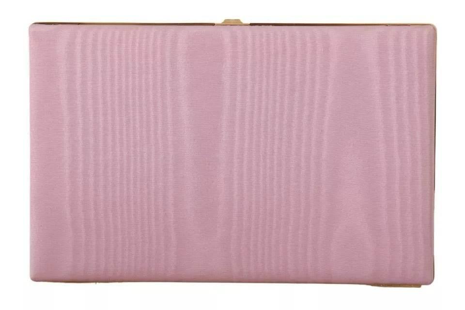 Dolce & Gabbana Pink Silk Gold Frame Clutch Evening Party Purse Bag - Hilstor