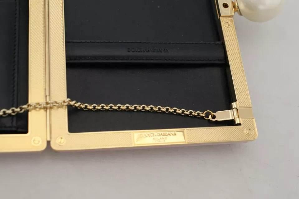 Dolce & Gabbana Pink Silk Gold Frame Clutch Evening Party Purse Bag - Hilstor