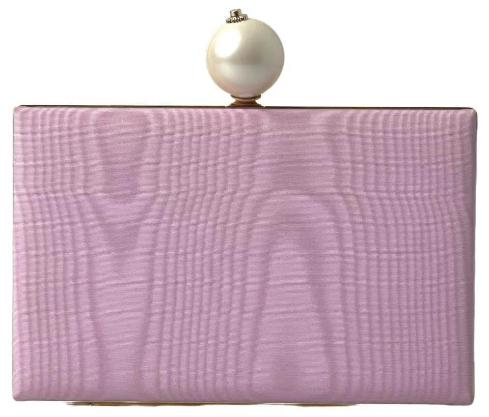 Dolce & Gabbana Pink Silk Gold Frame Clutch Evening Party Purse Bag - Hilstor