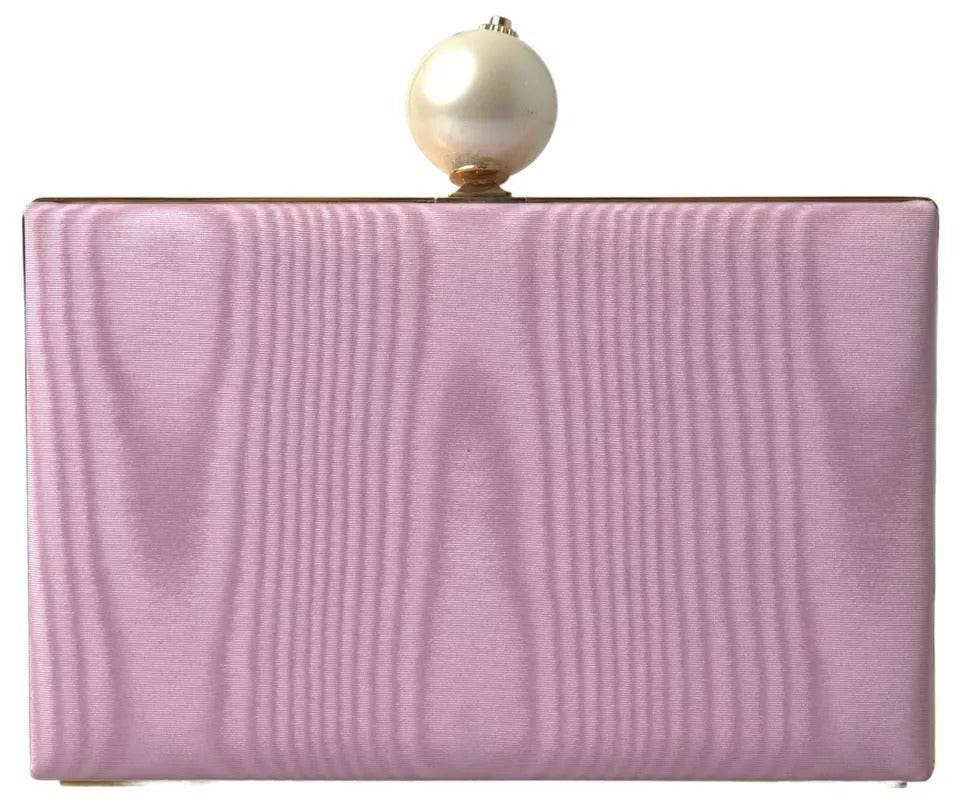 Dolce & Gabbana Pink Silk Gold Frame Clutch Evening Party Purse Bag - Hilstor