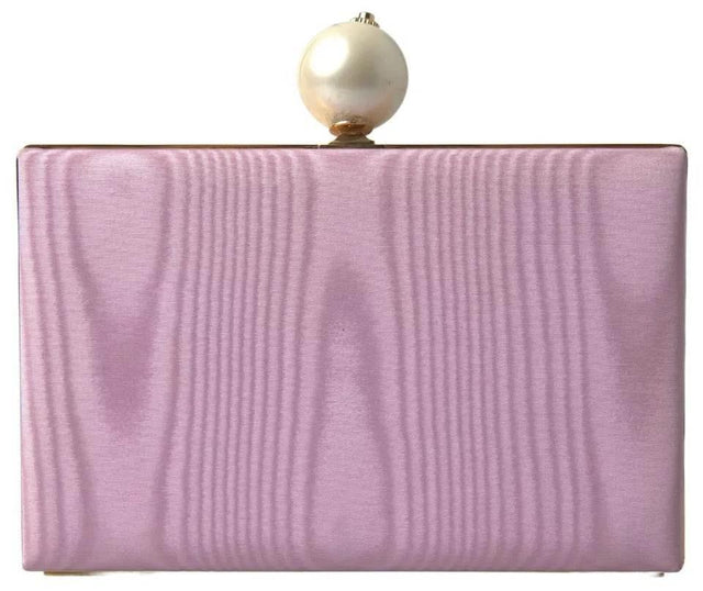 Dolce & Gabbana Pink Silk Gold Frame Clutch Evening Party Purse Bag - Hilstor
