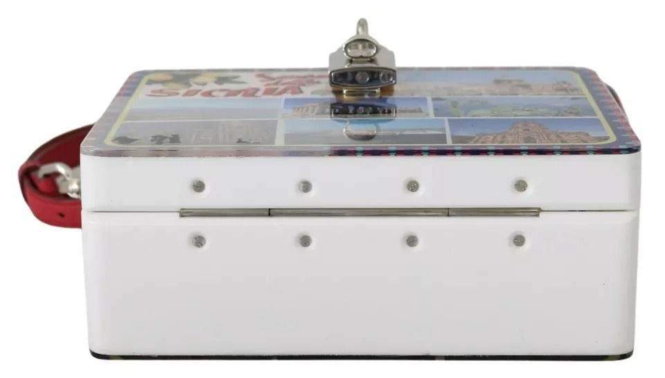 Dolce & Gabbana White Plexi Box Sicilia Square Hand Shoulder Purse Bag - Hilstor