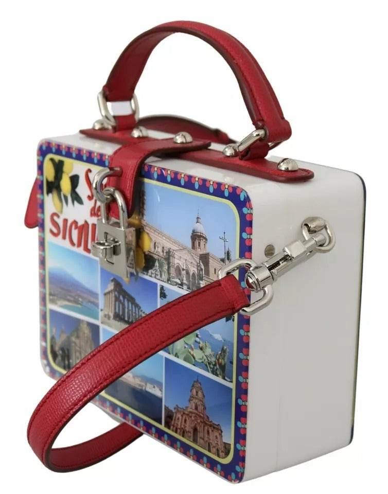 Dolce & Gabbana White Plexi Box Sicilia Square Hand Shoulder Purse Bag - Hilstor
