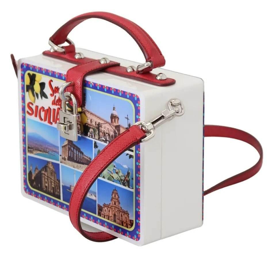 Dolce & Gabbana White Plexi Box Sicilia Square Hand Shoulder Purse Bag - Hilstor