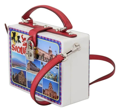Dolce & Gabbana White Plexi Box Sicilia Square Hand Shoulder Purse Bag - Hilstor