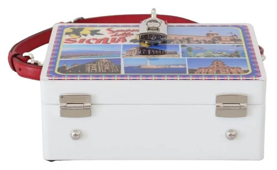 Dolce & Gabbana White Plexi Box Sicilia Square Hand Shoulder Purse Bag - Hilstor