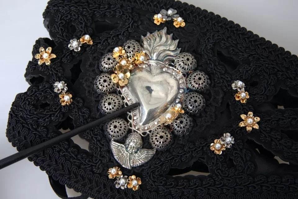 Dolce & Gabbana Black Canvas Embellished Waist Women Belt - Hilstor