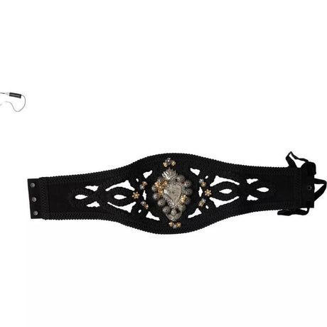 Dolce & Gabbana Black Canvas Embellished Waist Women Belt - Hilstor