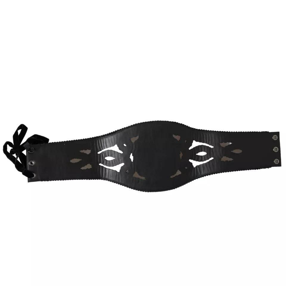 Dolce & Gabbana Black Canvas Embellished Waist Women Belt - Hilstor